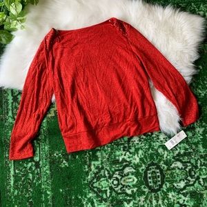 NY Collection Embellished Red Sweater Size XL NWT